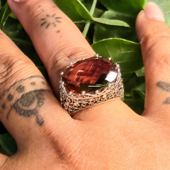 💍Faceted Natural Alexandrite Filigree Style Ring s.6.5 - Picture 2 of 5